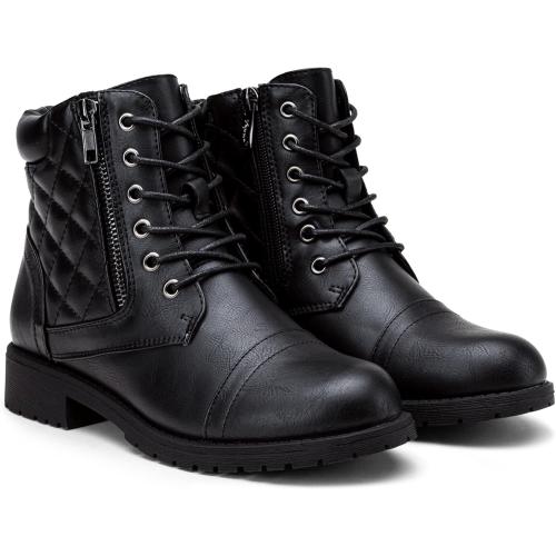 Size 8 Color Black Vepose Women's 903 Combat Ankle Boots, Lace up Comfortable Booties Low Heel