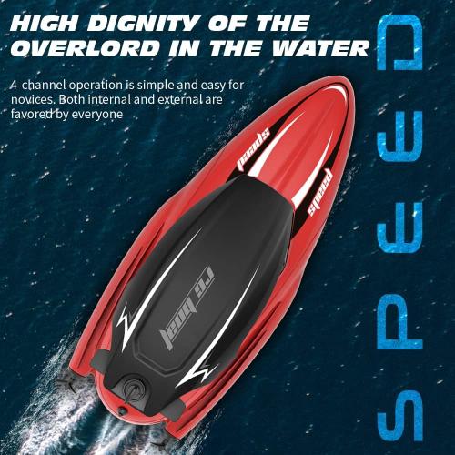 Remote Control Boat for Pool (Red), RC Boat for Kids, 2.4Ghz Control, Whole Body Waterproof, Water Rc Toys for Kids, Radio Controlled Watercraft
