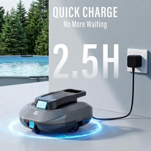 STARRYBOT Robotic Pool Vacuum, Dual-Motor Above-Ground Cleaner(Gray)