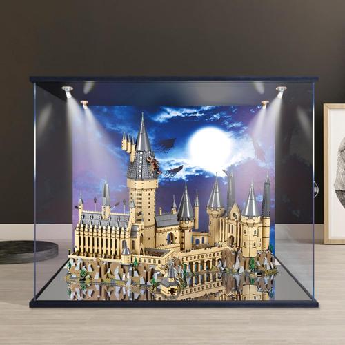 3mm Thickness Acrylic Display Case with Lights and Backboard Compatible with Lego 71043 Hogwarts Castle Model(28.7x18.9x24.8in), Protect Your Collectibles from Dust with a Clear Showcase (Only Box)
