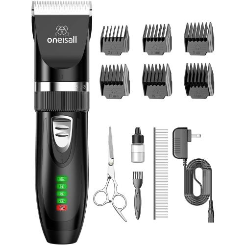 oneisall Quiet Cat Clippers for Matted & Long Hair, 2-Speed Cordless Pet Shaver Grooming Kit for Cats, Small Dogs & Animals (Black)