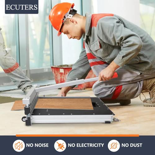 13“ Laminate Floor Cutter with Wheels, Heavy Duty Vinyl Floor Plank Cutter, Adjustable Angle Length Cutting 17mm Thick LVP SPC WPC Engineered Wood