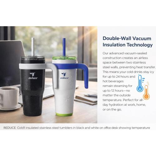 REDUCE 24 oz. Cold1 Tumbler, 2-Pack (Black & whitish)