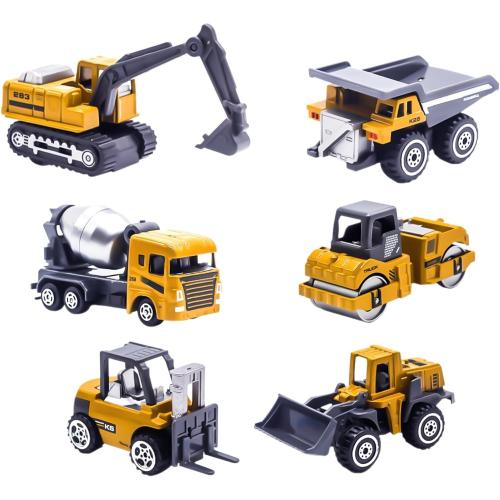 Construction Toys, 6 Pack Alloy Diecast Cars Construction Truck Toys for 3 4 5 6 7 Year Old Boys, Forklift, Excavator, Dump Truck Tractor Toy Playset for Kids Toddlers Birthday Easter Gifts