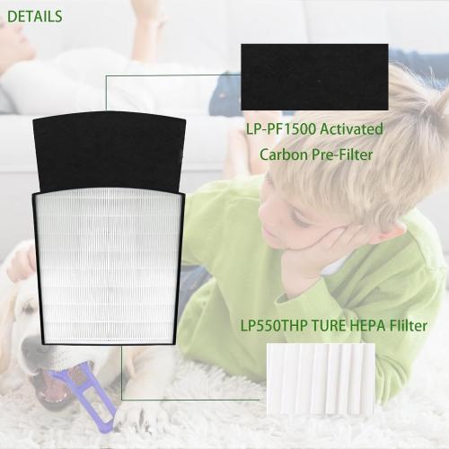 LP-HF550P Filter LP550TH LP550THP LP560 Air Purifier with 1 Pack Ture HEPA and 4 Packs LP-PF1500 Pre-Filter - Used for Multi-Room Whole House to Capture Dust
