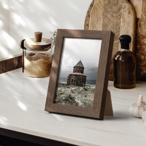 Yaetm 4x6 Picture Frame with Tempered Glass - Brown Walnut, Rustic Solid Wood Frame 4 x 6 for Photo & Art Print, Display on Tabletop or Wall Horizontally and Vertically (3 Pack, Walnut)