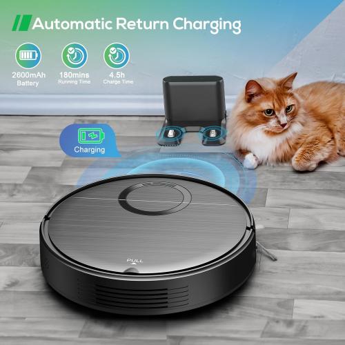 Robot Vacuum and Mop Combo, 2 in 1 Mopping Robotic Vacuum Cleaner with Schedule, Wi-Fi/App/Remote, Strong Suction, Self-Charging, Slim, Ideal for Hard Floor, Pet Hair, Low-Pile Carpet