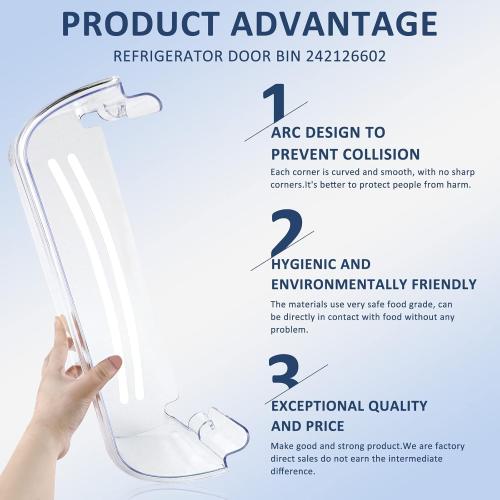 242126602 Refrigerator Door Bin Shelf Replacement Compatible for Frigi.daire Cros.ley Refrigerator Door 2 Packs