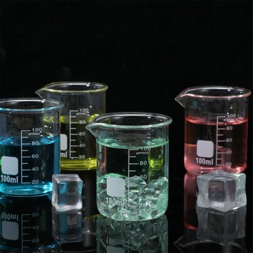 12 Pcs Glass Beaker, Heavy Duty Lab Beaker with Printed, High Borosilicate Class Measuring Cup Bulk Graduation for Laboratories Classrooms or Home (100ml)