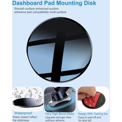 Dashboard Pad Mounting Disk for Suction Cup Phone Mount, 3Pcs 3.15 Ultra Sticky Heat-resistant Replacement Disc for Car Dashboard, Vacuum Suction Phone Holder, Dash Mount, GPS Holder Suction Mount
