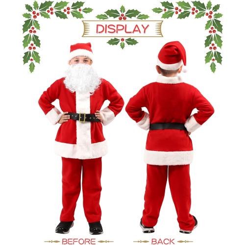 XS Boys Santa Claus Costume, Children's Santa Costume, Kids Xmas Santa Suit Christmas Outfit for Halloween Cosplay