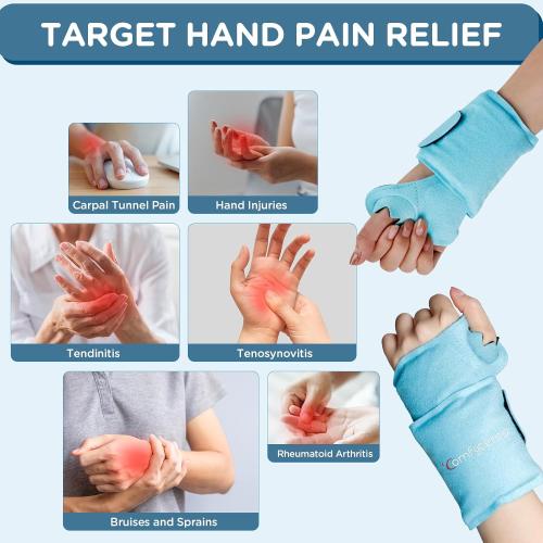 Comfytemp Wrist Ice Pack Wrap for Carpal Tunnel Relief, 2 Packs, FSA Eligible HSA, Gel Ice Packs for Injuries Reusable for Wrist Hand Pain, Hot Cold Compress Brace, Surgery Recovery Gifts Men Women