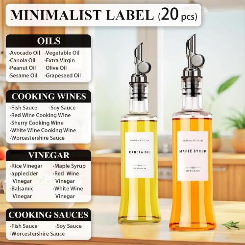 Olive Oil Dispenser Bottles for Kitchen with Bamboo Tray, Oil and Vinegar Dispenser Set, Coffee Syrup Dispensers, Glass Dispensers for Kitchen, Dispenser Bottle of 300ml - Set of 2 Black