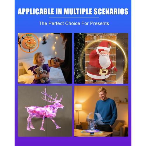 3D Hologram Fan, 16.5 Inch 3D Hologram Projector HD LED Holographic Advertising Display with Remote, WiFi and APP, Holographic Video Advertising Projector for Business,Bar,Halloween (42CM, 8G)