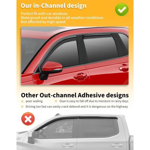 in-Channel Window Rain Guards Fit for Honda CR-V CRV 2023 2024 2025 2026 Extra Durable Window Visors Window Deflectors Vent Visors Vent Shades Car Accessories-4 pcs 2-Q03