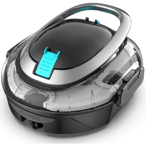 S2 Automatic Pool Vacuum for Above Ground Pools, Cordless Robotic Pool Cleaner with Dual-Motor Cleaning System, 90-Min Runtime, Efficient Debris Pickup and Quick Drain Design (Transparent Black)