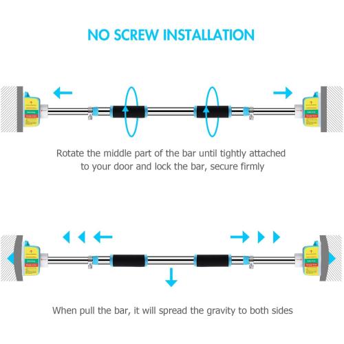 Pull Up Bars for Doorway No Screws Chin Up Bar with Locking Mechanism, Adjustable Width Exercise Bar Heavy Duty Upper Body Workout Bar for Home Gym Exercise Fitness