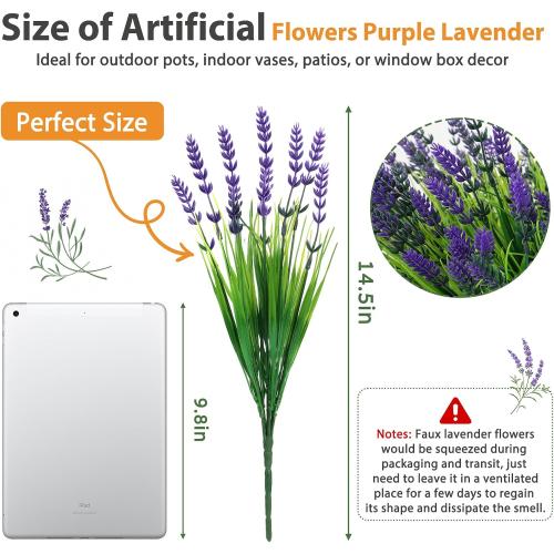 32 Bundles Faux Lavender Plants Outdoor, UV Resistant Fake Lavender Flower