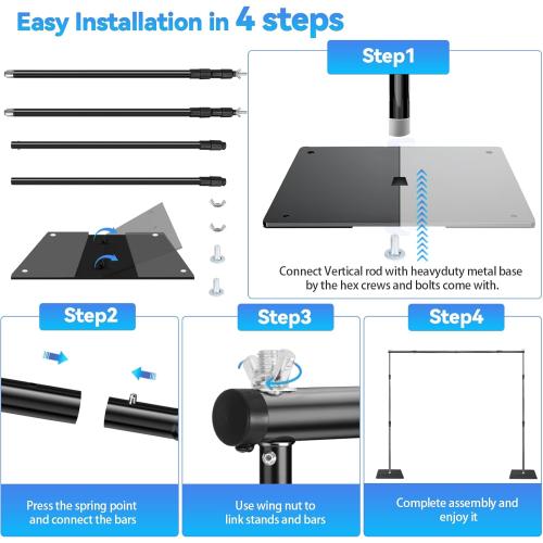 Heavy Backdrop Stand Kit, 10x8 ft(WxH) Adjustable Photographic Background Stand Support System Kit, Suitable for Professional Photography, Wedding, Family Celebration, Party, Birthday