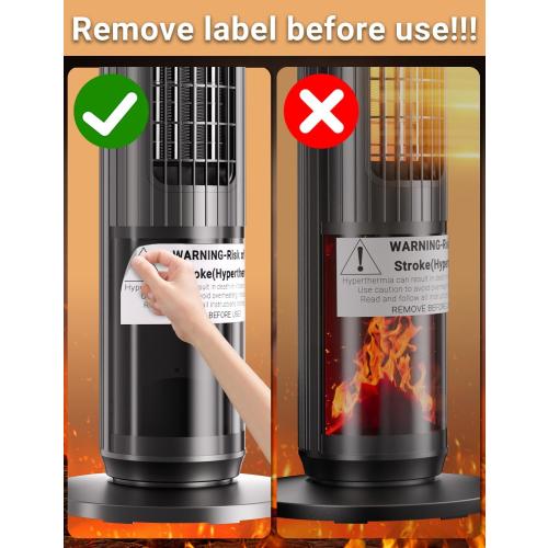 Space Heater - 1500W PTC Heaters for Indoor Use - Portable Heater with Thermostat and Remote - Room Heaters with 70° Oscillation - Quiet for Office, Bedroom, Room 8 Safety Protections