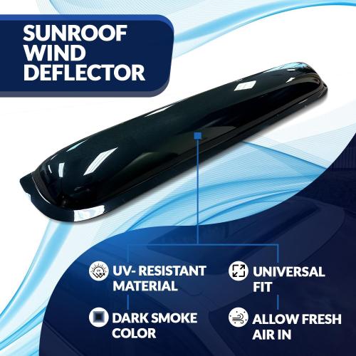 Sunroof Wind Deflector Car Sunroof Cover Compatible with 2007-2011 Honda CR-V | Waterproof Moonroof Auto Window Deflectors Visor Thickness 1.4mm 980mm 38.5 | Dark Smoke | Set of 1