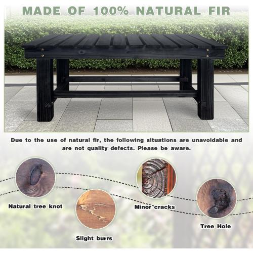 Black Outdoor Garden Bench, Wood Patio Bench Weatherproof Outdoor Backless Bench, Anti-Corrosion and Anti-Rust Garden Benches for Garden Lawn Porch Park Backyard