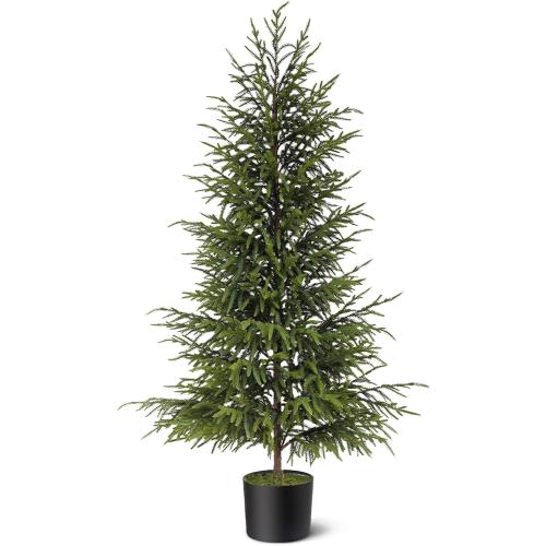 4ft Christmas Norfolk Pine Tree Artificial Christmas Tree Faux Potted Plants for Front Porch Christmas Indoor Outdoor Decor