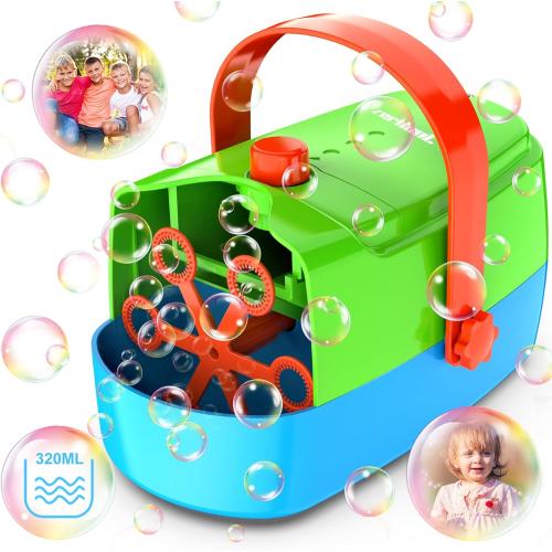Bubble Machine Durable Automatic Bubble Blower, 18000  Big Bubbles Per Minute Bubbles for Kids Toddlers Bubble Maker Operated by Plugin or Batteries Bubble Toys for Indoor Outdoor Birthday Party