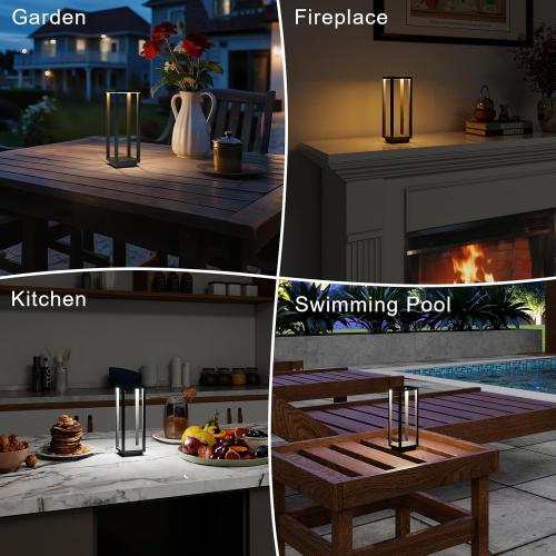 2 Pack Cordless Table Lamp Rechargeable, IP55 Waterproof, 60h Runtime Protable Outdoor Table Lamps, 3 Color Stepless Dimming Battery Powered Table Lamp for Dinner/Restaurant/Bedroom/Cafe