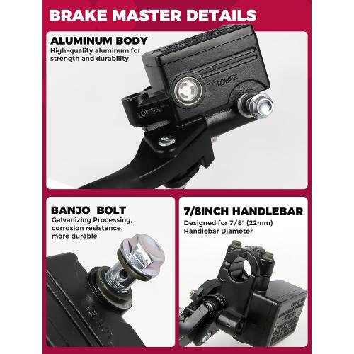 OLIFANT Brake Master Cylinder Handle for Honda TRX 250 300 350 400 450 Foreman 500 Rubicon FourTrax 300 Rancher 350 420 Recon 250 Rincon Sportrax 7/8 ATV Hydraulic Brake Lever