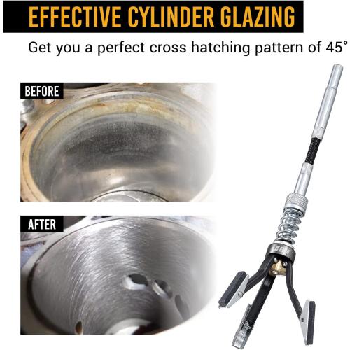 EWK 1 to 2-1/2 Inch 3 Stones Engine Cylinder Hone Tool Adjustable Cylinder Deglazer Piston Honer 220 Grit