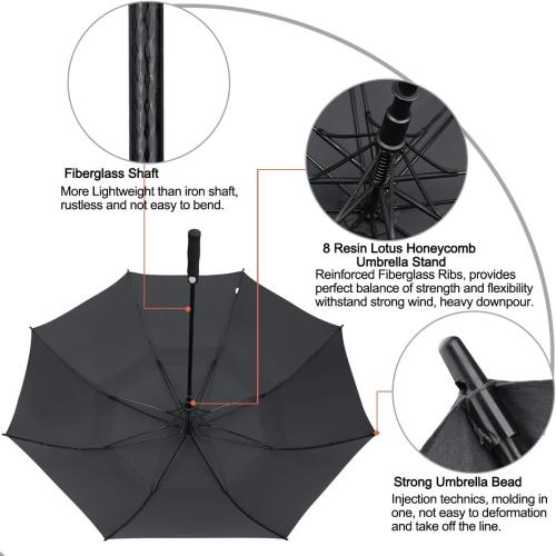 G4Free 47/54/62/68 Inch Automatic Open Golf Umbrella Oversize Extra Large Double Canopy Vented Windproof Waterproof Stick Umbrellas