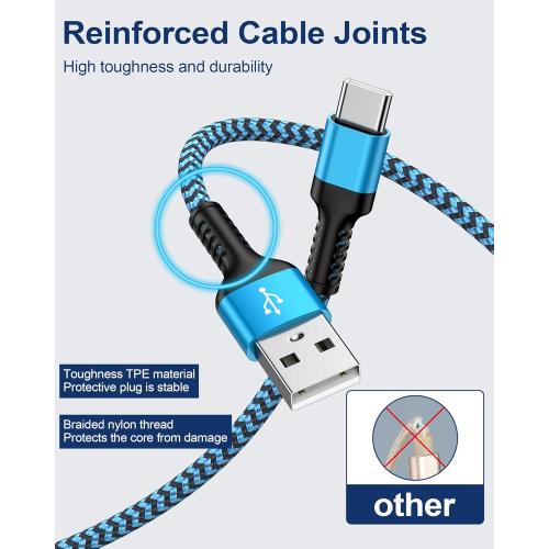 USB Type C Cable 10ft for iPhone 17/16/15 Charging Cable, 2Pack Extra Long Braided USB C to USB A Cord for iPhone 17 Pro Max,17,17 Air,17e,16,16e,16Pro Max,15,15 Pro,15 Plus-Car CarPlay Power Cord