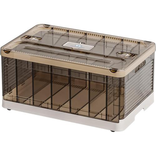 34 Qt Stackable Plastic Storage Bins with Lids, Clear Plastic Storage Containers with Secure Latching Buckles, Folding Storage Boxes for Office and Home Organization