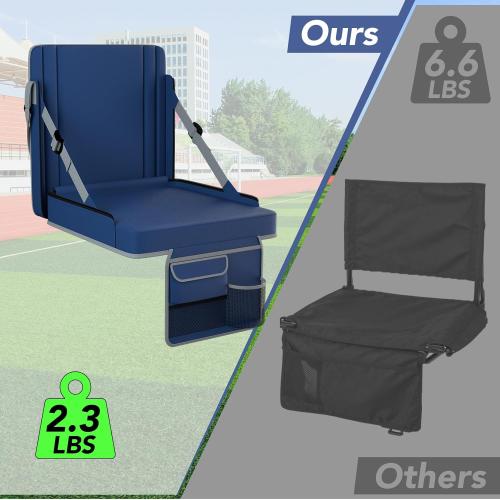 Stadium Seats with Back Support 2PACKS Adjustable Bleacher Chairs with Back and Cushion Bleacher Seat with Cup Holder, Carry Handle & Shoulder Strap for Outdoor Sports Events, Picnics, Beaches
