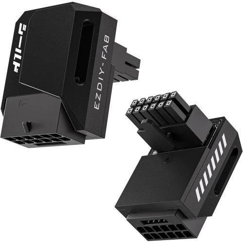 EZDIY-FAB PCIe 5.1 Adapter - 600W 12 4pin,16pin 12VHPWR GPU Power Connector,12V-2x6 GPU Adapter,90 Degree Right Angle - Compatible with RTX 3090Ti, 4070Ti, 4080, 4090 GPU - RVS Type, Black, 1 Pack