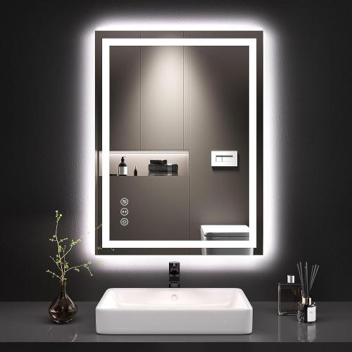 LOAAO 24X32 LED Bathroom Mirror with Lights, Anti-Fog, Dimmable, Backlit   Front Lit, Lighted Bathroom Vanity Mirror for Wall, Memory Function, Tempered Glass, Shatter-Proof, ETL Listed
