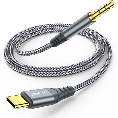 JXMOX USB C to 3.5mm Audio Aux Jack Cable (4ft), Type C to 3.5mm Headphone Car Stereo Cord Compatible with iPhone 17 16 15 Pro Max Air, Samsung Galaxy S25 S24 S23 S22 S21 Note 20, Pixel 9 8, iPad Pro