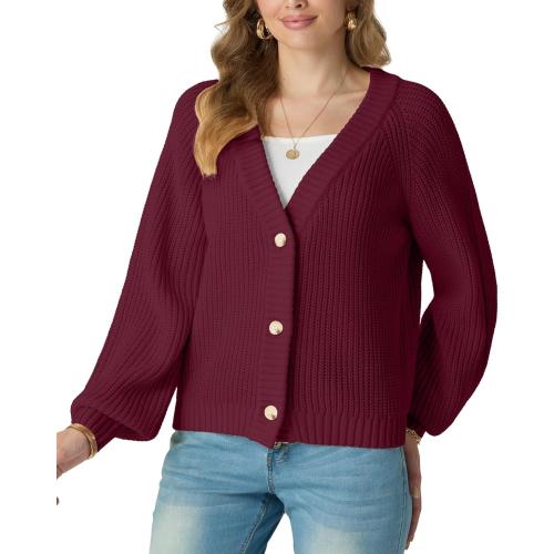 Size L ...GRECERELLE Women's Cardigan Sweater Thick Knitted Open Front Long Sleeve Button Up Loose Casual Oversized Outerwear, S-2XL