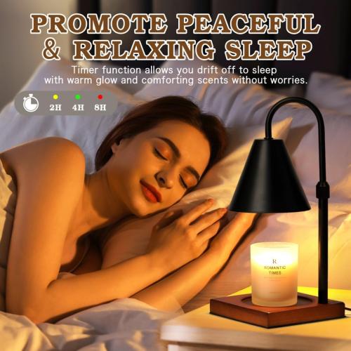 Modern Candle Warmer Lamp with Timer, Dimmable Candle Lamp Warmer, Men Women for Birthday Gifts, Valentines Day Gifts, Black Candle Warmer, Adjustable Candle Light, Cozy Living Room Bedroom Home Decor