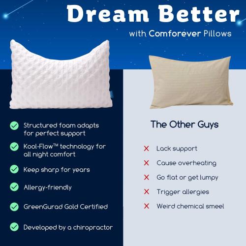 Cooling Side Sleeper Pillow for Neck and Shoulder Pain, Luxury Shredded Memory Foam Curved Bed Pillows for Sleeping Set of 1- Adjustable Queen Size- Washable Cover Crescent White