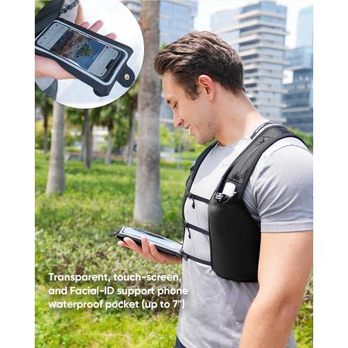 Running Vest for Women Men, USA Original Patent, Adjustable Chest Straps Running Hydration Vest with 500ml Soft Flask, Lightweight Reflective Hydration Backpack for Marathon