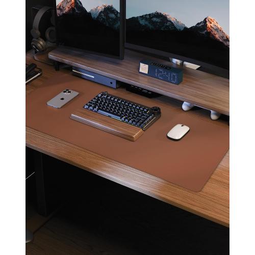 Leather Desk Pad Protector, Mouse Pad, Office Desk Mat, Non-Slip PU Leather Desk Blotter, Laptop Desk Pad, Waterproof Desk Writing Pad for Office and Home (Brown, 31.5 x 15.7)
