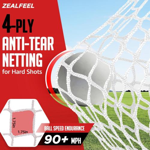 Lacrosse Backstop Net 14x10FT, Extra Large Coverage with 14mm Foam-Wrapped Fiberglass Pole for Shooting Training, 4-Strand Tear-Resistant Netting, Sandbag & Stakes(Lacrosse Goal NOT Included)