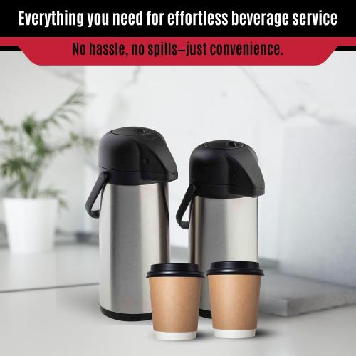 Stainless Steel Airpot with Swivel Base, 3 L (100 oz), Matte Silver Finish, Vacuum Insulated, Lockable Hot and Cold Airpot with Handle, Push-Button Dispenser