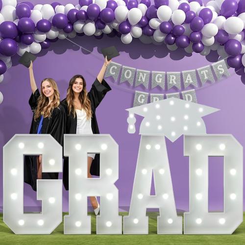 Graduation Decorations GRAD Large Letters: 3FT Class of 2025 Graduation Party Decor Ornaments Marquee Light up Letter Sign Kindergarten Preschool High School College Pre-cut Foam Board