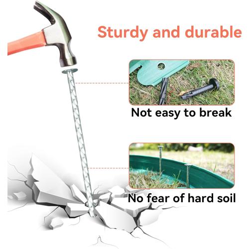 50 Pack Silver 8 Heavy Duty Spiral Landscape Spikes - Solid Galvanized Metal Garden Stakes for Fixing Paver Edging, Weed Barriers, Artificial Turf, Tent and More (50)
