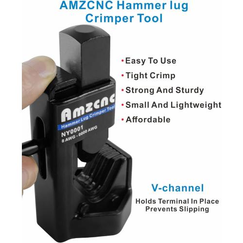 AMZCNC Hammer Lug Crimper Tool - 0000 AWG Battery and Welding Cables( 8 AWG TO 4/0 Wire Gauge)