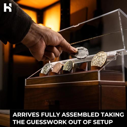 Holme & Hadfield Premium Challenge Coin Display Case for up to 30 Coins – Beautiful 360° Views – Large Handcrafted Military Coin Display Case – Birthday Gift – Luxury Built to Last