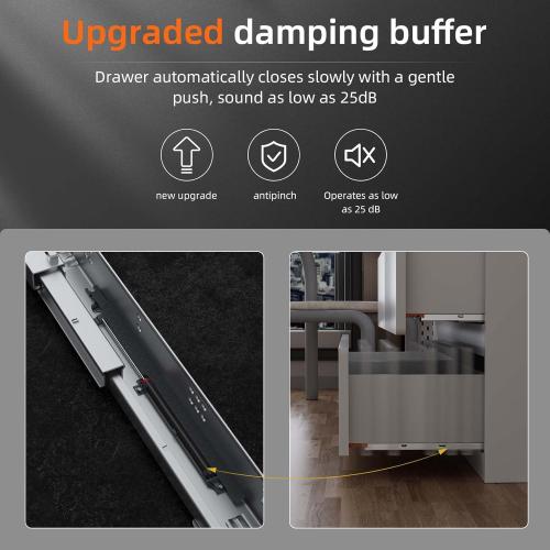 12 15 18 21 24 Inch Bottom Mount Soft Close Drawer Slides - Full Extension Concealed Rails Track - 80 lb Load Capacity - 1 Pair (Soft Close with Bracket，15 Inch)